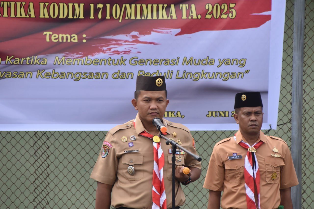 Dandim 1710/Mimika Pimpin Upacara Pembukaan Perkemahan Persami Pramuka Saka Wira Kartika
